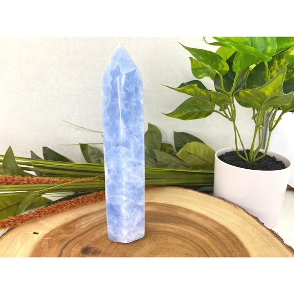 Blue Calcite Tower - 7.5" Blue Calcite Generator - Light Blue Calcite Point - Picture 5 of 7